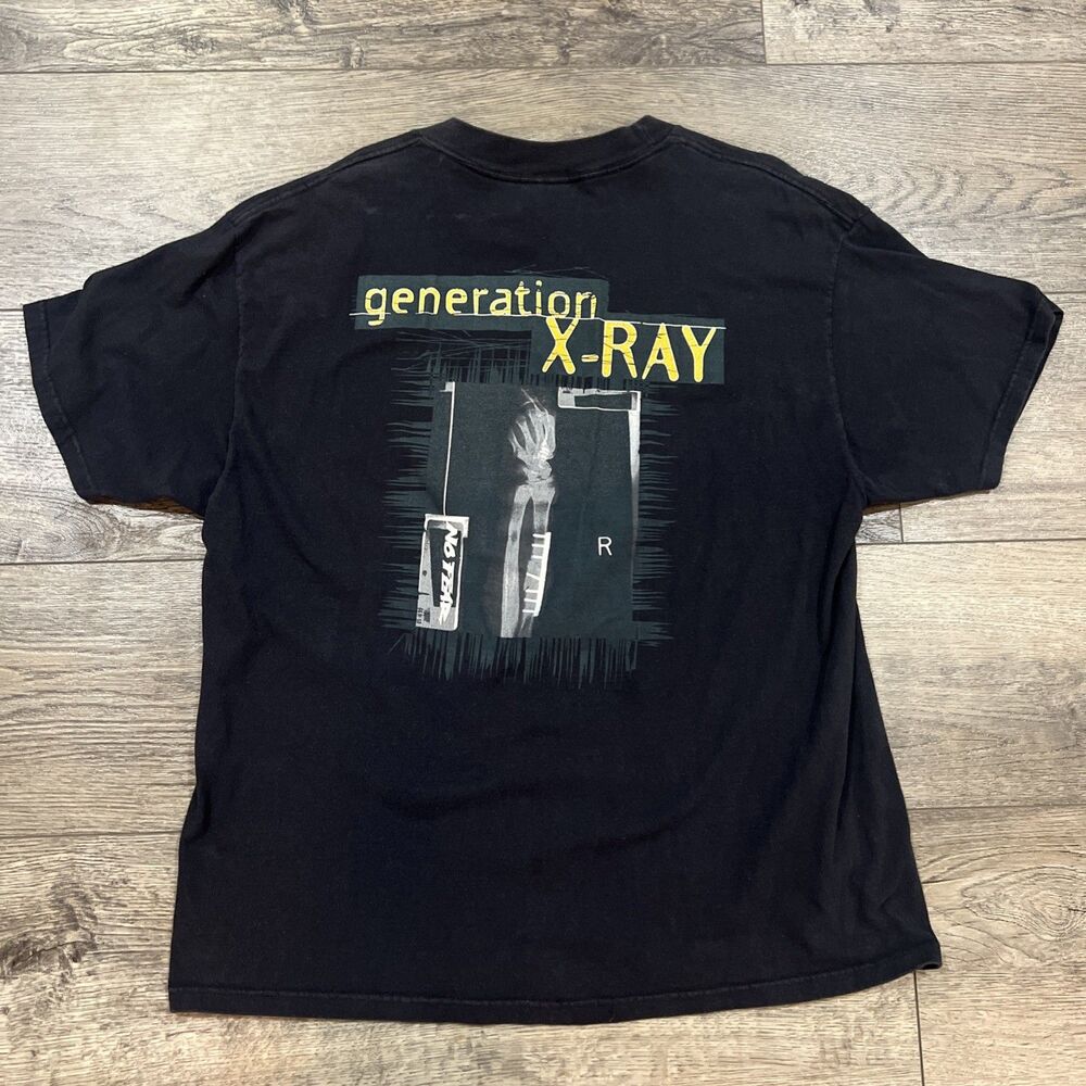 Vintage 90s No Fear Generation X-Ray Graphic Tee Made in USA Black T-Shirt XL